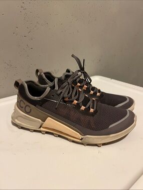 Ecco Women’s lavender and Gray Athletic Trail Sneakers with Tan Accents